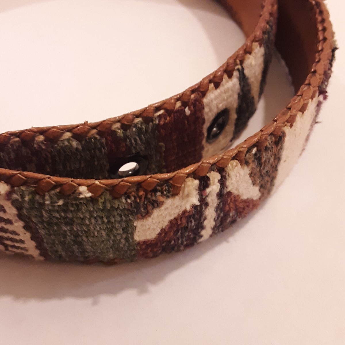 The Leather Belt 34 Handcrafted Multicolor Southwestern Woven Vintage Southwest Belt / Vintage Woven Textile Belt / Colorful 80 main image 3