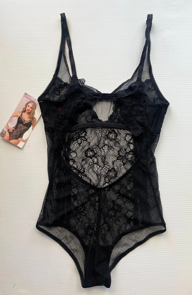 Body de peluche Seven ’til Midnight Nasty Gal negro de malla de encaje liso talla S Foto 4 de 4
