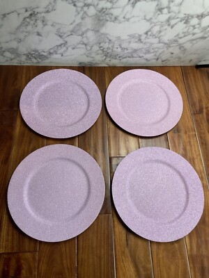 Twinkle Collection Purple Glitter Charger Plates Set Of 4 Nwot