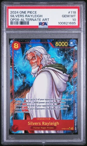 2024 ONE PIECE OP08-TWO LEGENDS #118 SILVERS RAYLEIGH ALT ART PSA 10