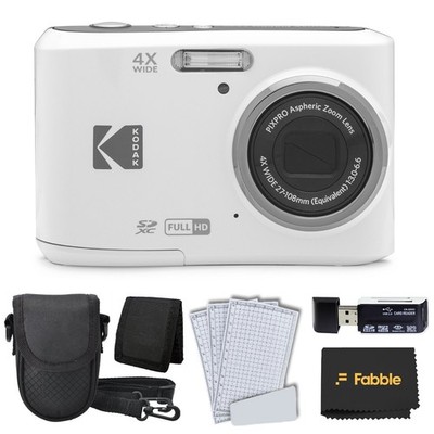 Kodak PIXPRO FZ45 Digital Camera White16MP 4x Zoom Bundle with Case & 32GB SD