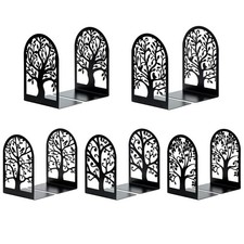 HappyHapi Book Ends, Metal Bookends for Shelves, 5 pair Thickened , Black