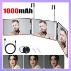 Glas Hang Spiegel mit Licht Klappspiegel 3 Teilig Haare Selbst Schneiden Dimmbar