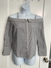By By size XL off the shoulder long sleeve button down blouse with straps