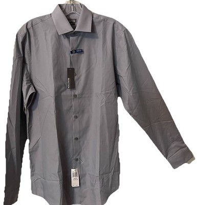 Kenneth Cole Mens 15.5 -34-35 Mercury Gray Dress Shirt Slim Fit Wrinkle Free NWT