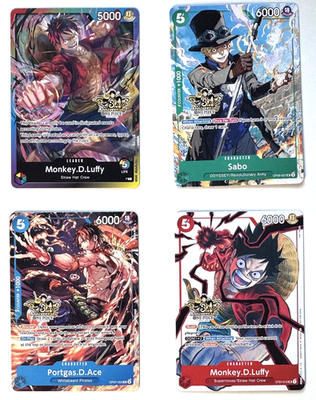 #ad #ad One Piece Monkey D. Luffy Ace Sabo 3rd Anniversary Complete Set Stamped Promo $89.99