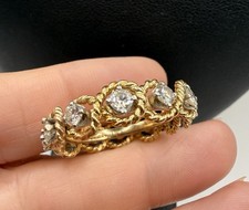 18k Yellow Gold 6.0 mm Diamond Eternity Size 8 Ring 6.8 Gr FINE JEWELRY