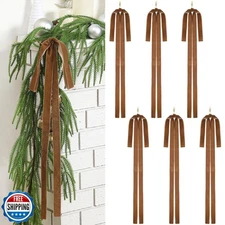 Janinka 6 Pcs Velvet Christmas Swag Bow 23.5x15.5 Inch Rustic Large Velvet Ch