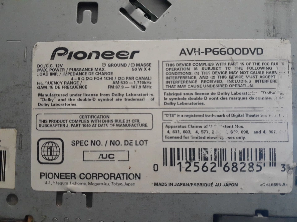 Pioneer AVH-P6600DVD - Image 2 of 2