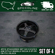 4pcs Staggered Set 18 X 8.59.5 Jdm Style Wheels 5x114.3 Et35 Cb73.1 Black