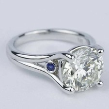 2.60CT White Round CZ Sapphire Blue Women s Engagement Ring in 925 Silver.
