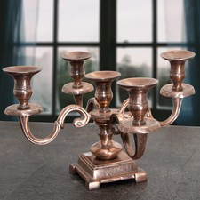 Kerzenleuchter Aluminium, Kupferfarbend, Flach, edler Kerzenhalter, 5-armig