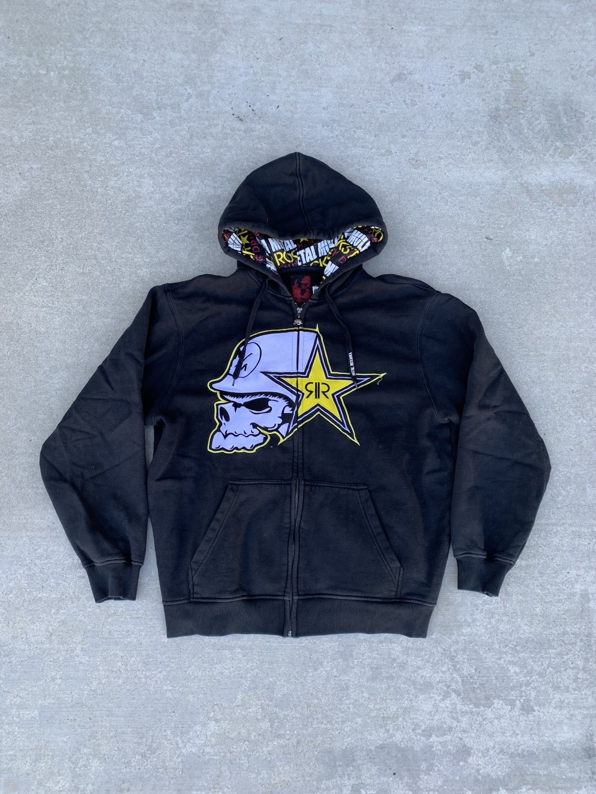 00s Y2K MJR x MURAL vintageスタジャン archive VTG Y2K Metal Mulisha Rockstar Energy Drink Skull Mot… - Gem