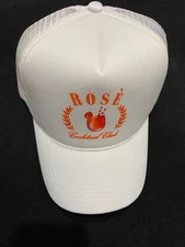 Womans Rose' Cocktail Club Baseball Cap White Adjustable Rose All Day