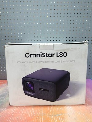 OmniStar L80 4K Projector w/ WiFi & Bluetooth, 1500 ANSI Lumen Native 1080P Used