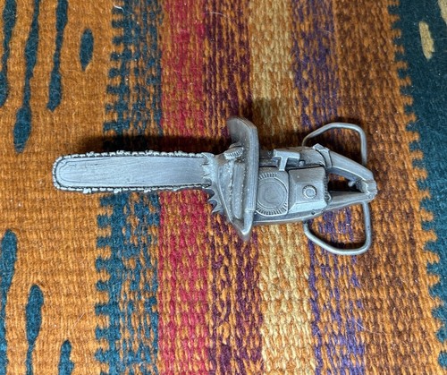 Vintage 1978 Chainsaw 4.75" Belt Buckle Bergamot Brass Works Made In The USA