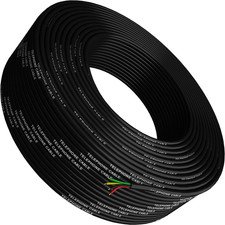 Phone Cable 300Ft Rounded Black Roll 100M Long 4X1/0.4 26 AWG Gauge Solid Wire