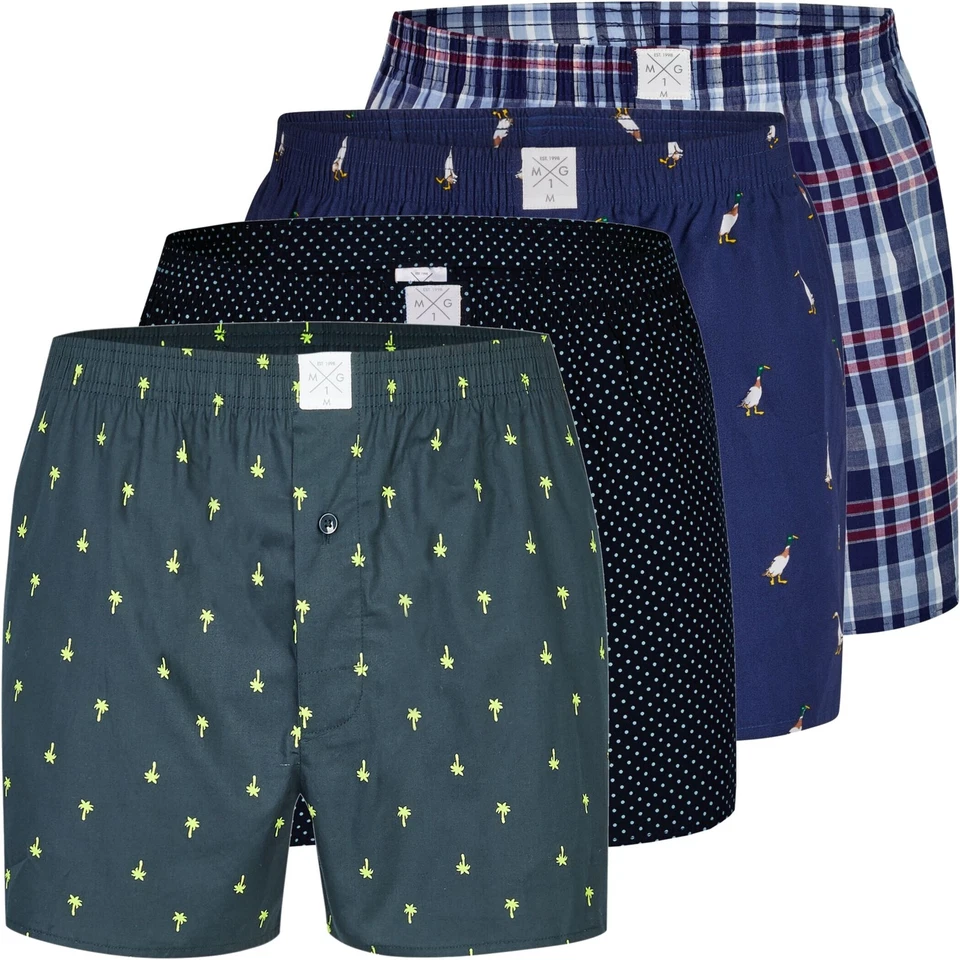 MG-1 Herren Webboxer 4er Pack 100% Baumwolle, desortierte Boxershorts - Bild 1 von 1