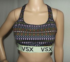 Victoria's Secret VSX Sports Bra Womens XL The Player black green geo print