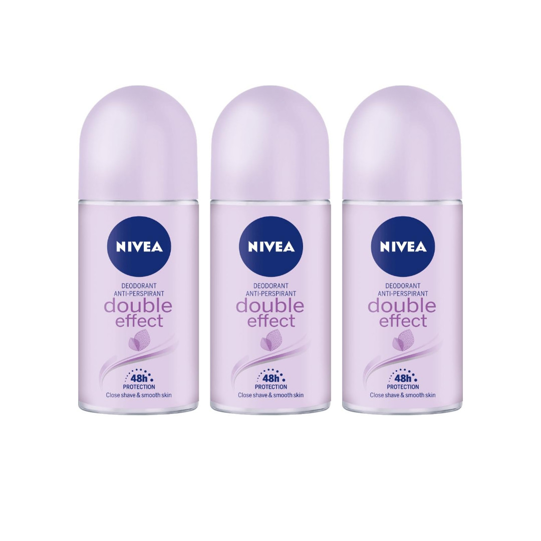 NIVEA Anti-Perspirant Deodorant Double Effect for Women – 50ml - Pack of 3
