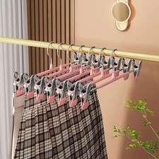Trouser Hanger 10Pack Skirt Hangers with Clips Adjustable Clips Hooks Organizer