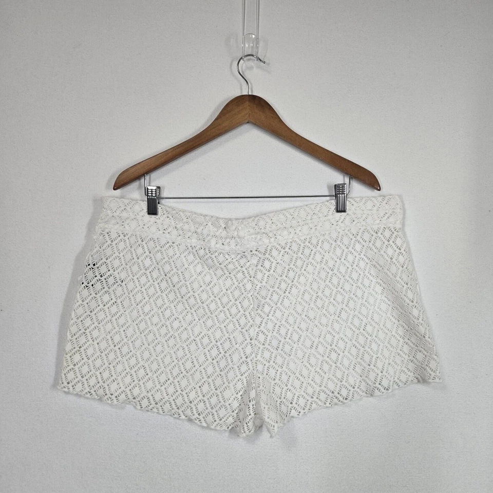 Joe Boxer White Crochet Shorts Sz XXL See Through Drawstring Waist Beachwear - Image 3 of 4