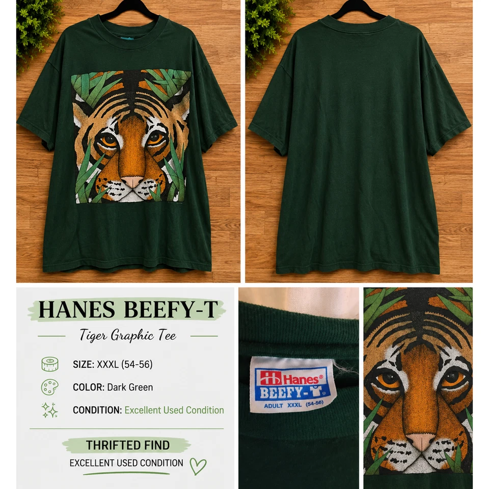 Dark Green Tiger Graphic Tee | XXXL - Image 1 of 1