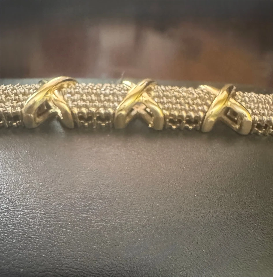BRAZALETE TENIS XO ABRAZOS Y BESOS DE ALTA CALIDAD DIAMANTE 6 CTW ORO AMARILLO Foto 3 de 4
