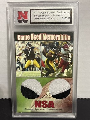 1 of 1 Ben Roethisberger/Polamalu Dual Jersey Card Steelers NFL Football Mint