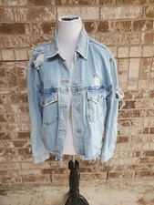 DEAR JOHN Women's West Palm Distressed Denim Jacket Size Medium