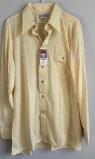 Vintage New Old Stock 70s Disco Yellow Button Up Men  s McGregor Shirt Size XL