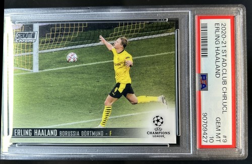 2020 Topps Stadium Club Chrome UEFA Erling Haaland #9 Dortmund PSA 10 GEM MINT