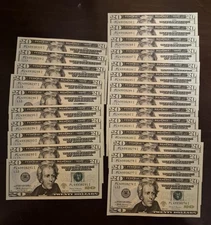 New Uncirculated 2017A TWENTY Dollar Bill Series $20 Sequential Notes  Lot of 25