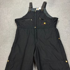 Carhartt Dungarees Adult 42x28 Black Overalls Quilted Duck Bib Double Knee Men
