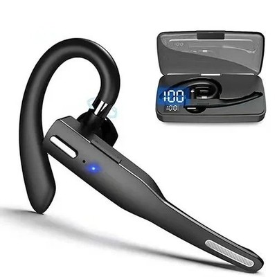 Bluetooth 5.1 Wireless Headset Ear Hook HD Mic Noise Canceling Hands Free Earbud