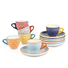 Ceramic 2 oz Espresso Cups, Small Expresso Coffee Cup Set with Saucers, Porce...