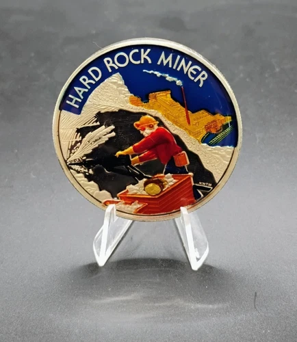 Extremely Rare Double Enamel Hard Rock Miner Dept Interior Silver 999 Fine 1 OZ