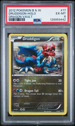 2012 POKEMON BLACK & WHITE DRAGON VAULT #17 DRUDDIGON-HOLO PSA 6