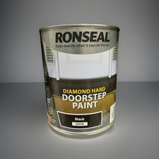 Ronseal Diamond Hard Doorstep Paint Black Satin 750ml  Durable OutdoorStep Paint