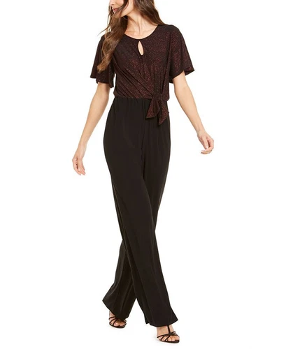 NY Collection Women's Metallic Tie Front Jumpsuit Red Size Petite - Picture 1 of 3