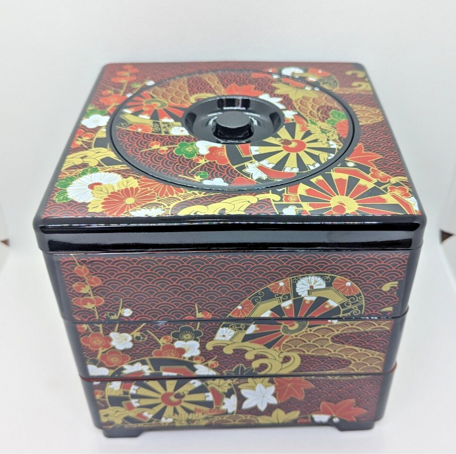 Caja de almuerzo japonesa Jubako Bento laca Incluye 4 platos Showa estilo retro