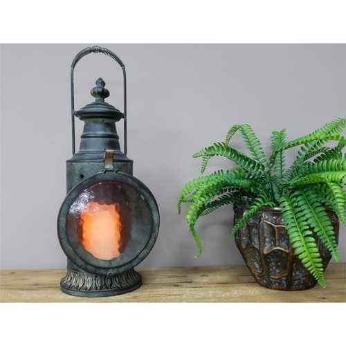 Metall Laterne Vintage Stil alt Eisenbahn Haus Kerzenhalter Glas Licht Lampe Geschenk - Bild 6 von 7