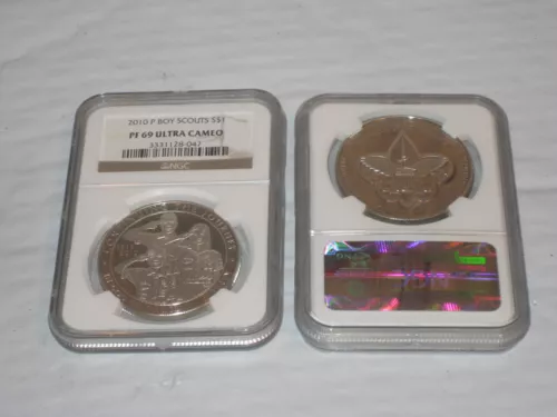 2010 P BOY SCOUTS Commemorative Silver Dollar PF69 NGC Ultra Cameo Label