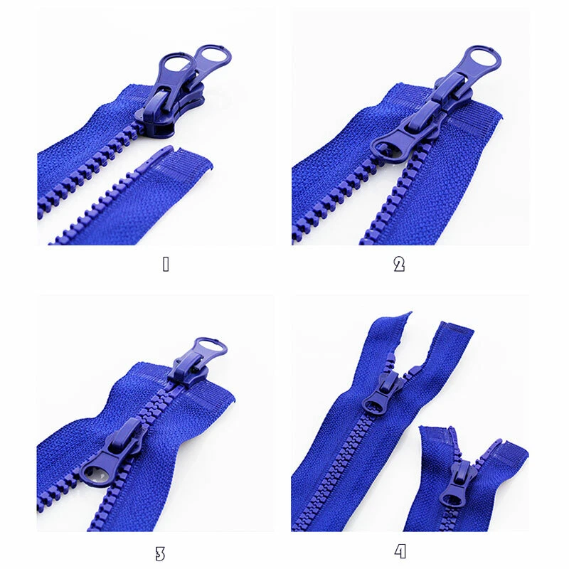 80/90cm Resin Long Zip Double Slider Zipper Open Ended Sewing for Jackets Coats - Image 2 of 4