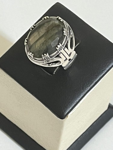 Rare Men's silver 925 Ring Genuine Yemen agate Aqeeq عقيق يمني حجر الطاووس مترش - Picture 5 of 16