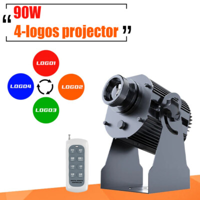 90W IP67 Rotation HD Bright LED Gobo Projector Waterproof + 4 Logos Auto Switch