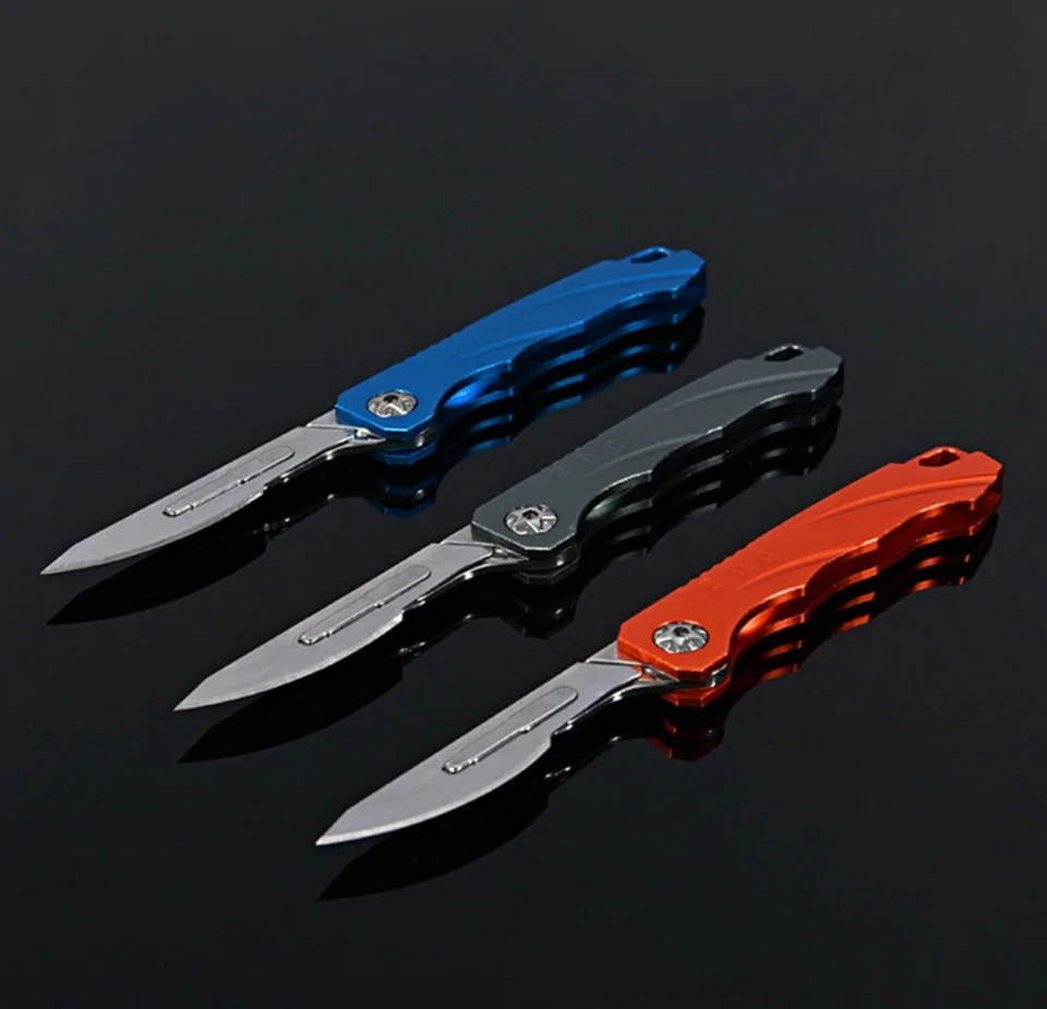Folding Blade Knife Tool Knife Emergency Scalpel Pocket Knife + 10 Blades - Image 4 of 4