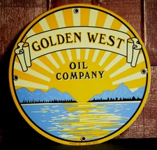 GOLDEN WEST OIL COMPANY    PORCELAIN COLLECTIBLE, RUSTIC, ADVERTISING