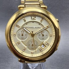 Michael Kors Parker Watch Women 39mm Champagne Dial Gold Tone Chronograph NewBat