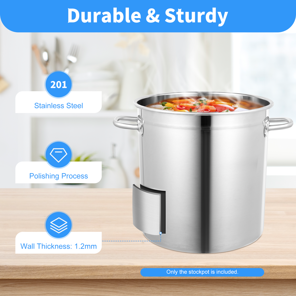 35L/30 Quart Stock Pot with Lid Stainless Steel Large Kitchen Soup